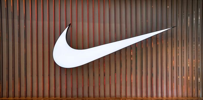 Nike Logo on side of slatted wall