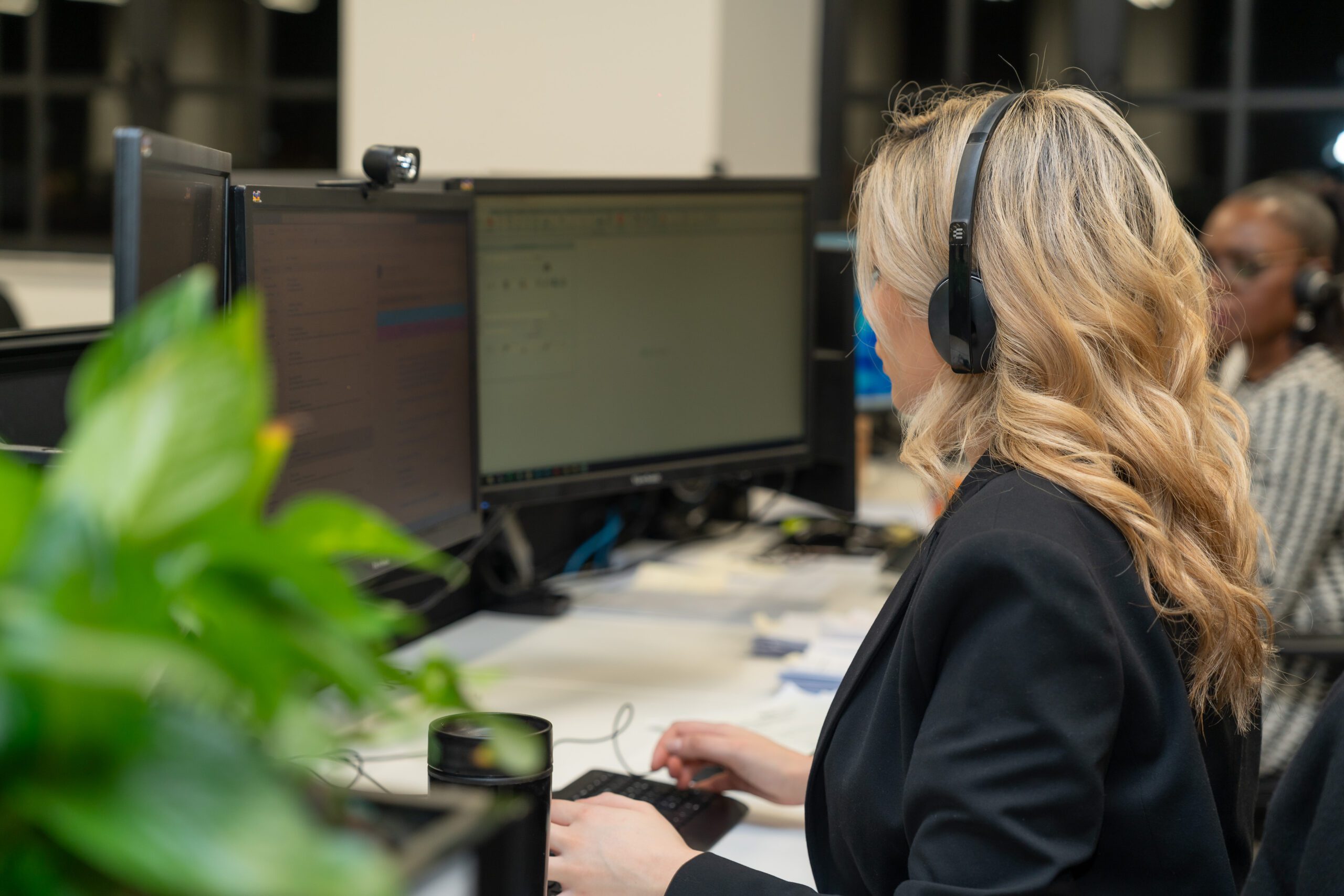 background staff working